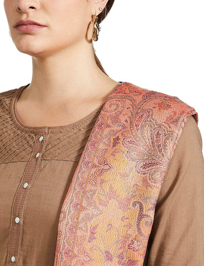 Pashtush India 100x200 Pashtush Women's Kashmiri Shawl, Faux Pashmina Design, Peach