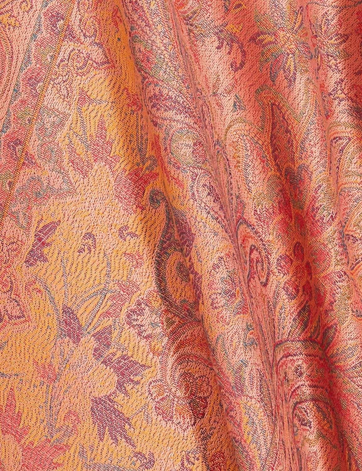 Pashtush India 100x200 Pashtush Women's Kashmiri Shawl, Faux Pashmina Design, Peach