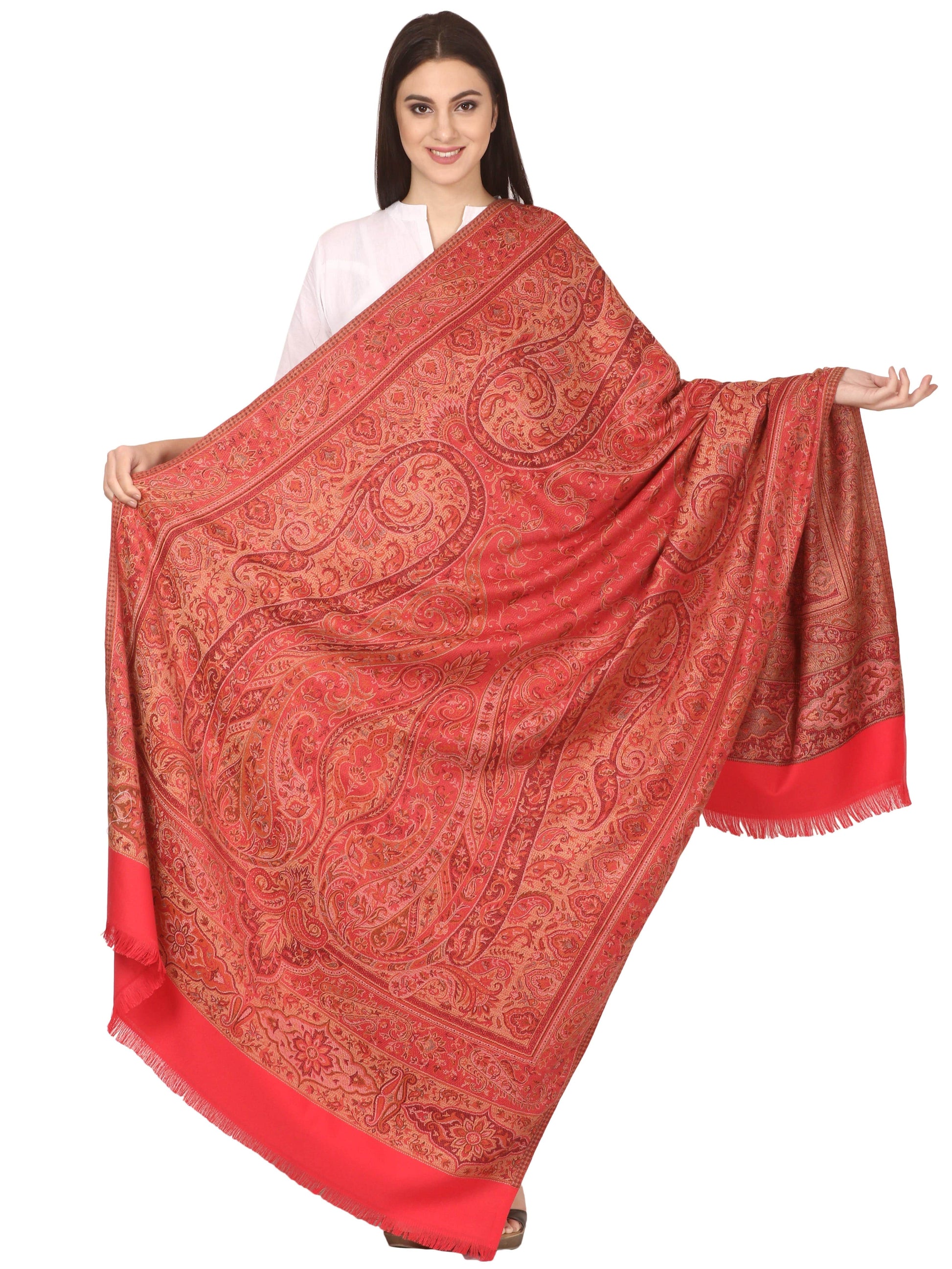 Pashtush India 100x200 Pashtush Women's Kashmiri Shawl, Faux Pashmina Design, Pink