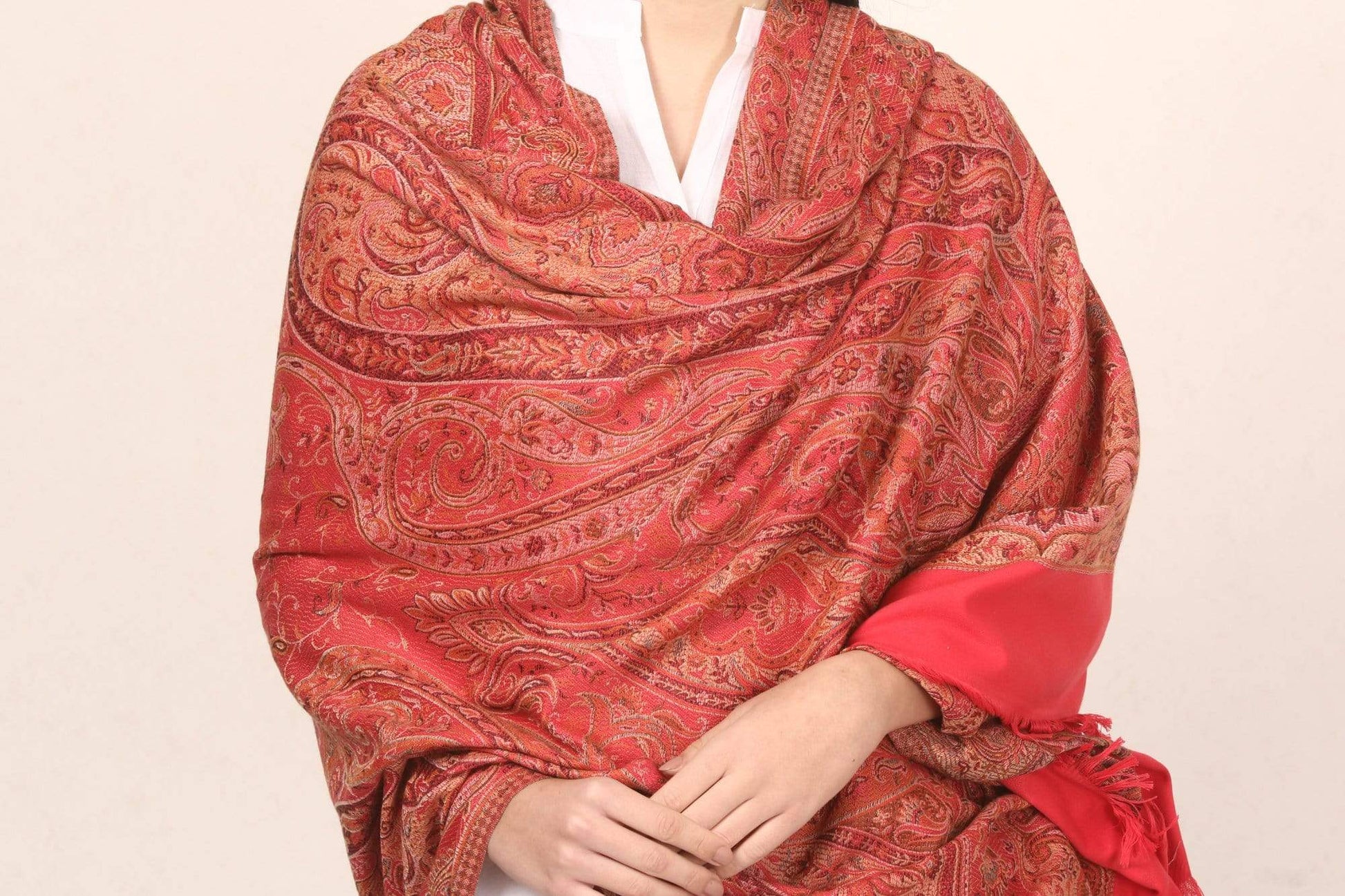 Pashtush India 100x200 Pashtush Women's Kashmiri Shawl, Faux Pashmina Design, Pink