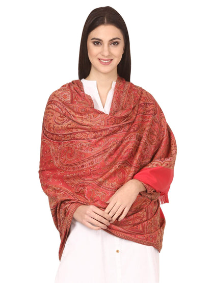 Pashtush India 100x200 Pashtush Women's Kashmiri Shawl, Faux Pashmina Design, Pink