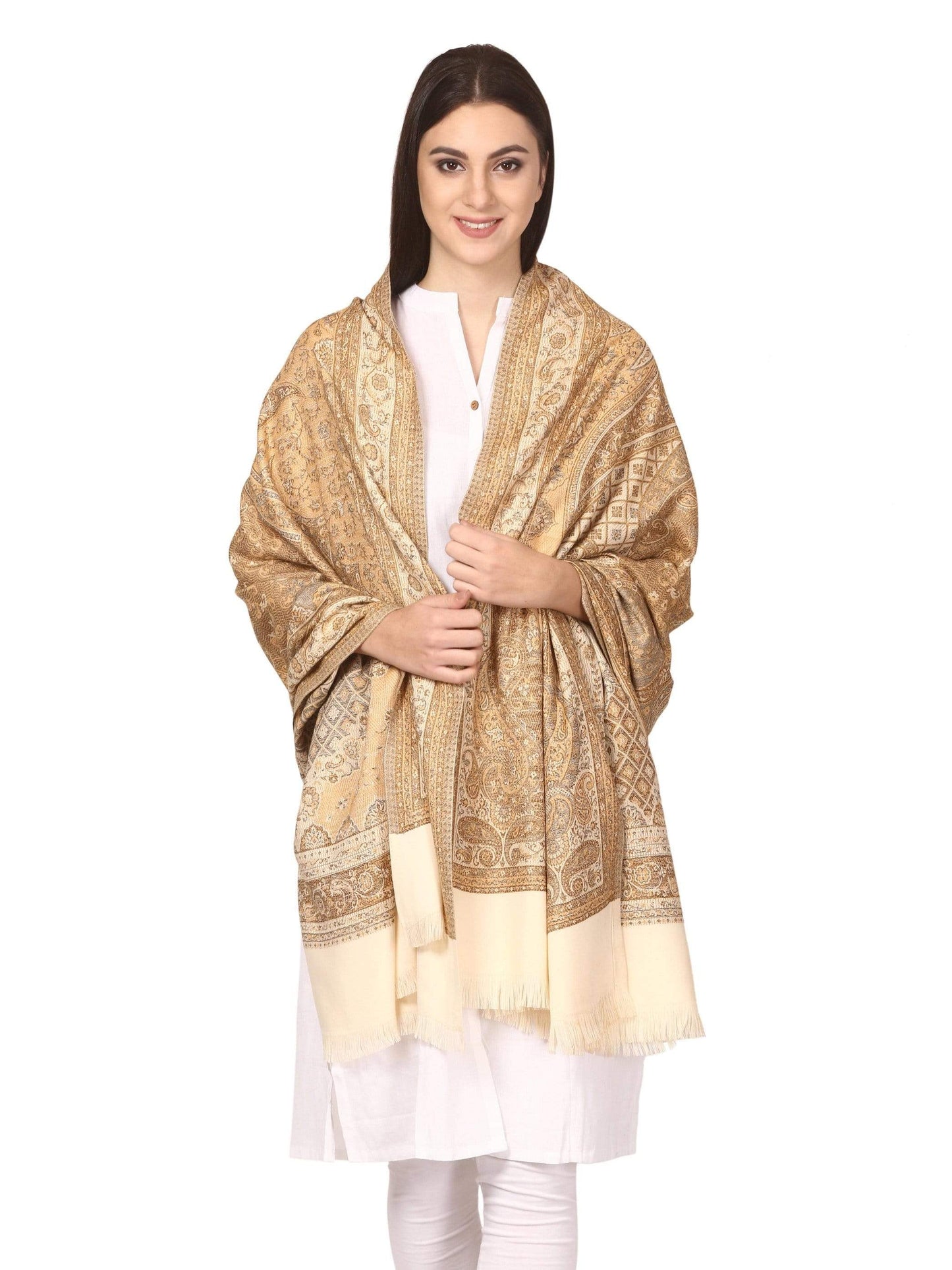 Pashtush India 100x200 Pashtush Women's Kashmiri Shawl, Faux Pashmina Design, Sahara