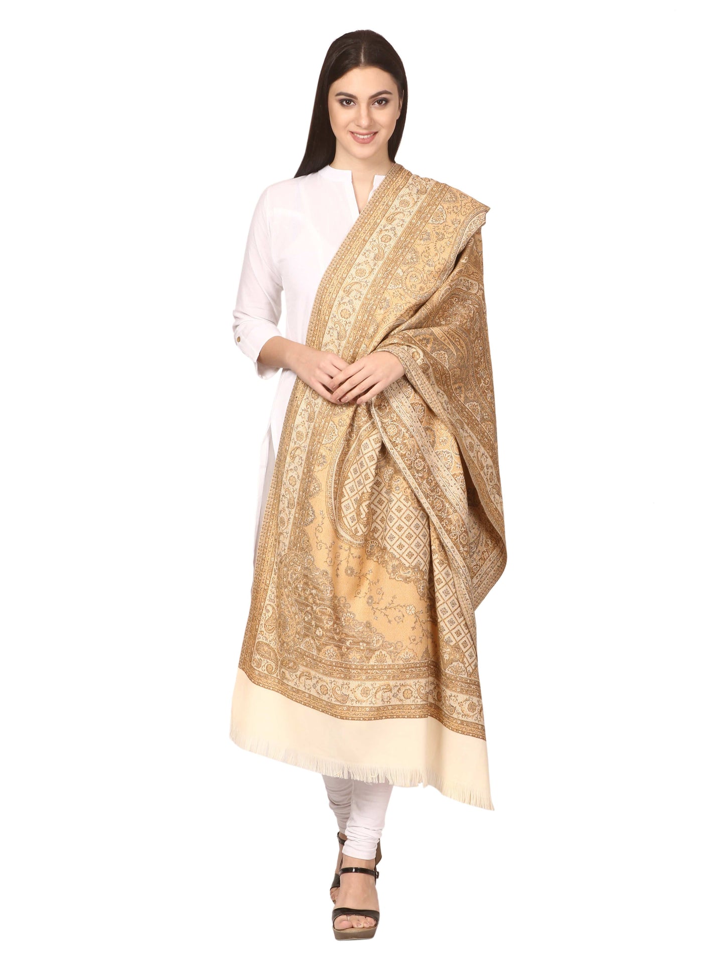 Pashtush India 100x200 Pashtush Women's Kashmiri Shawl, Faux Pashmina Design, Sahara