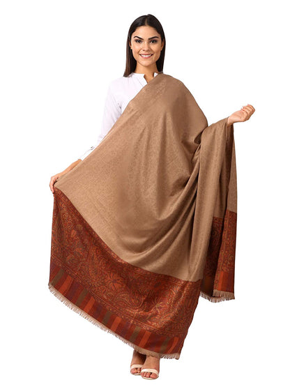Pashtush Women'S Shawl, Jacquard Palla, Faux Pashmina Design (Beige)