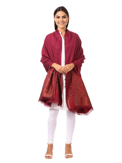 Pashtush Women'S Shawl, Jacquard Palla, Faux Pashmina Design (Pink)