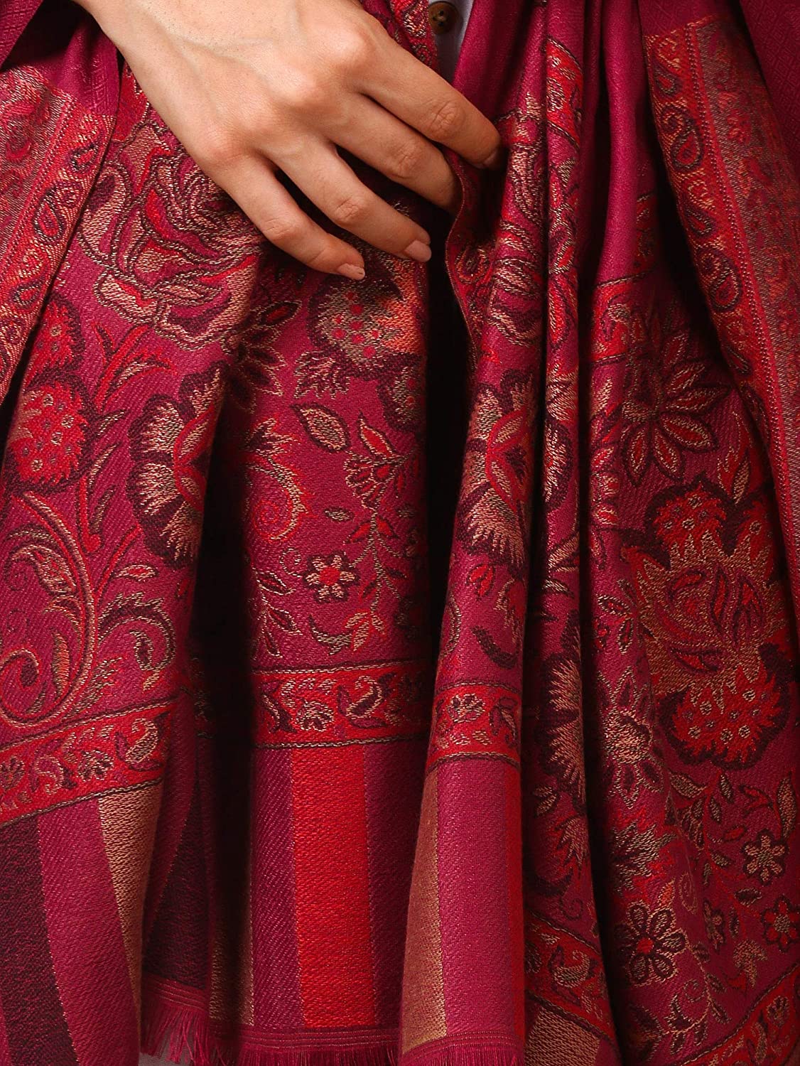 Pashtush Women'S Shawl, Jacquard Palla, Faux Pashmina Design (Pink)