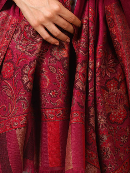 Pashtush Women'S Shawl, Jacquard Palla, Faux Pashmina Design (Pink)