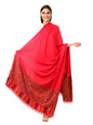 Pashtush Women'S Shawl, Jacquard Palla, Faux Pashmina Design (Red)