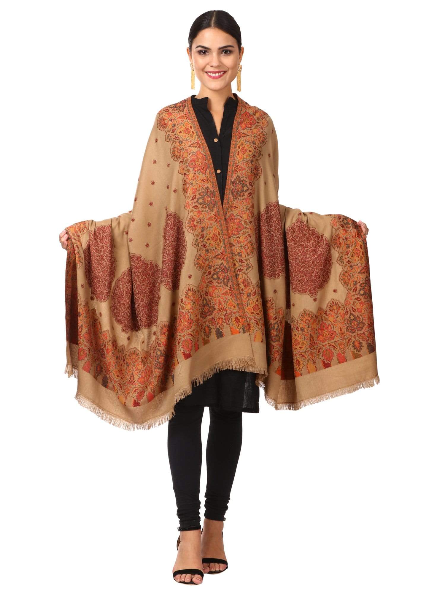 Pashtush Shawl Store Shawl Pashtush Women's Kashmiri Shawl, Jacquard palla, Warm and soft, Faux Pashmina Design (40 x 80 inches)