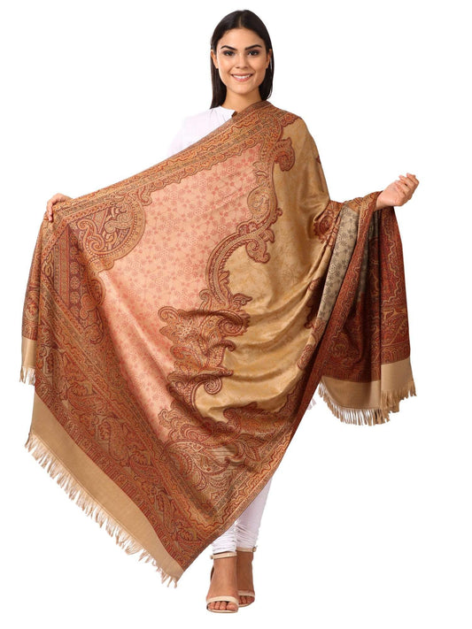 Pashtush India 100x200 Pashtush Women's Kashmiri warm, soft Faux Pashmina Design Beige