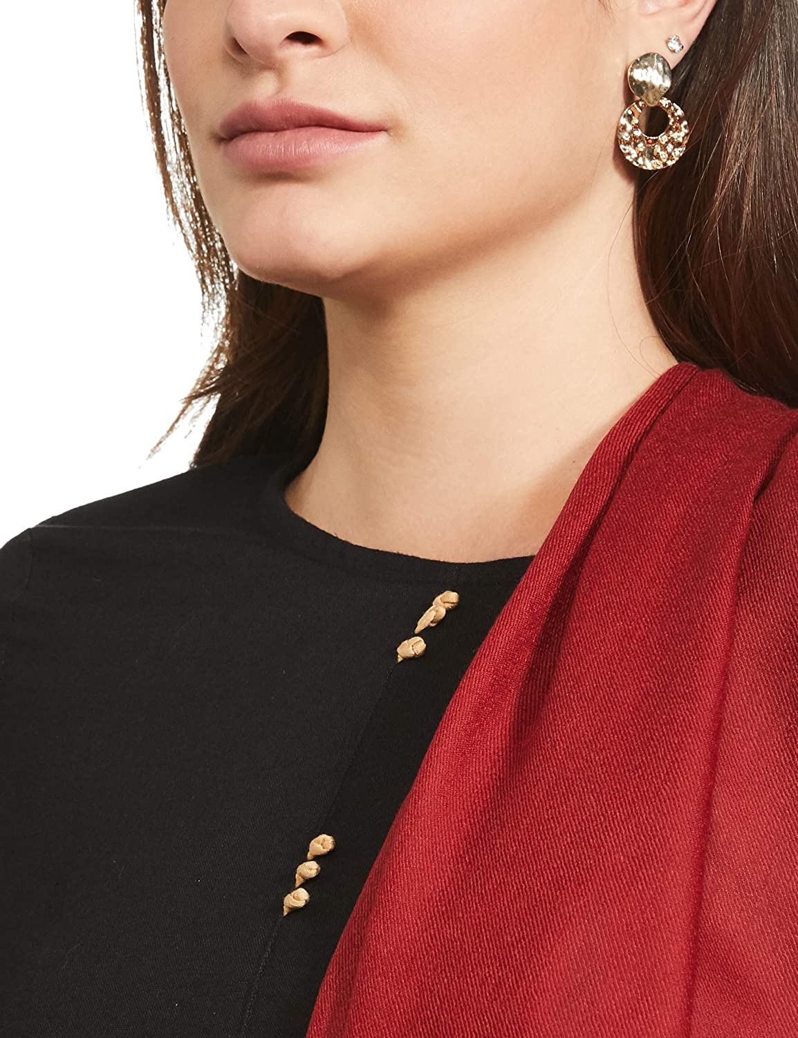 Pashtush India 100x200 Pashtush Women's Kingri Border Embroidery Shawl, Fine Wool, Maroon