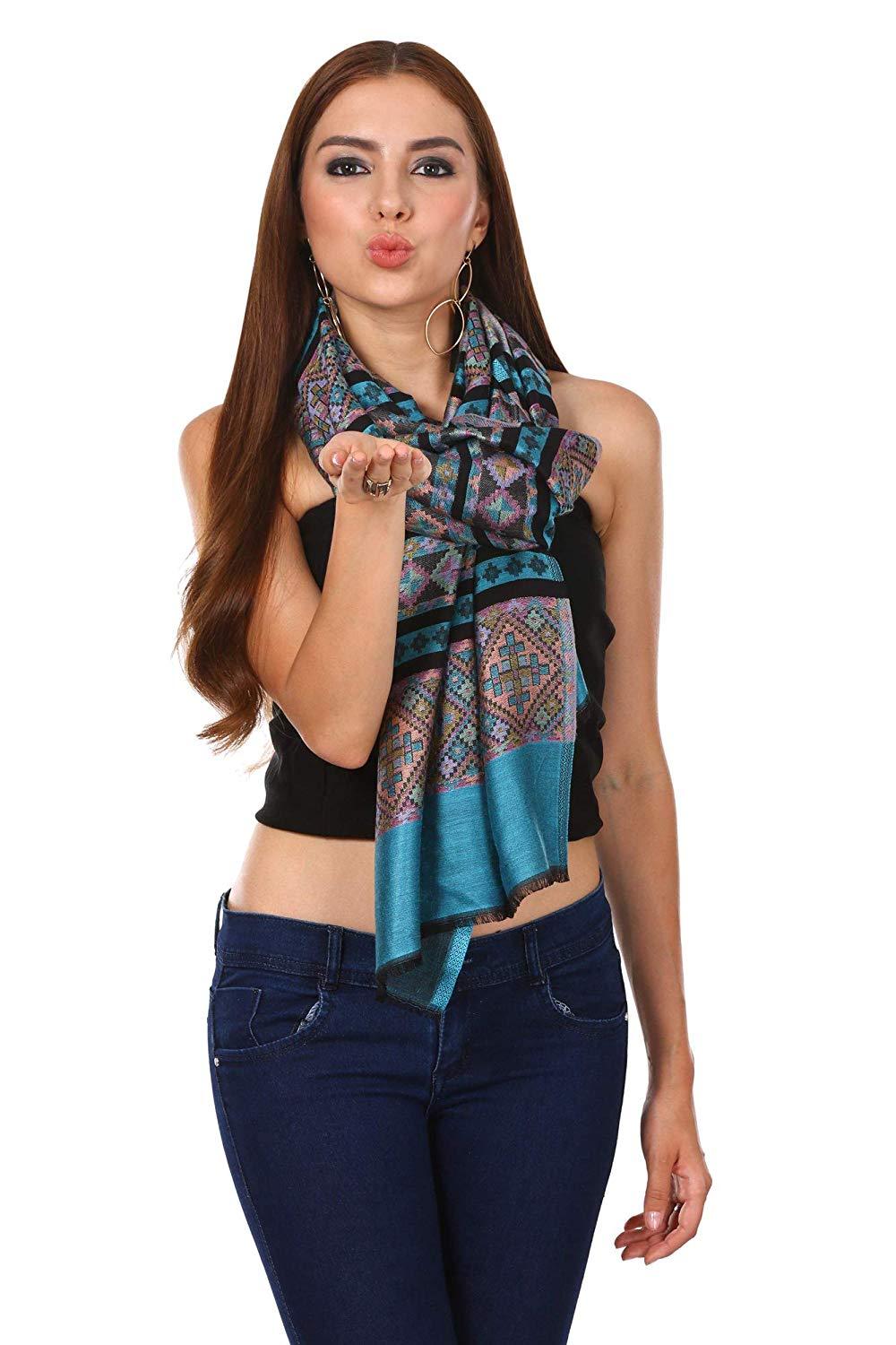 Pashtush Women'S Aztec Design, Soft Bamboo Scarf, Casual Shawls, Stoles, Wraps, Aztec Collection (Soft Bamboo)