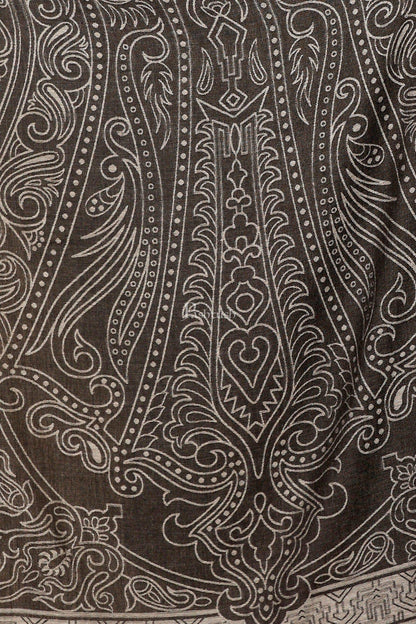 Pashtush Shawl Store Stole Pashtush Women's Paisley Design, Soft Bamboo Scarf, Black and Grey
