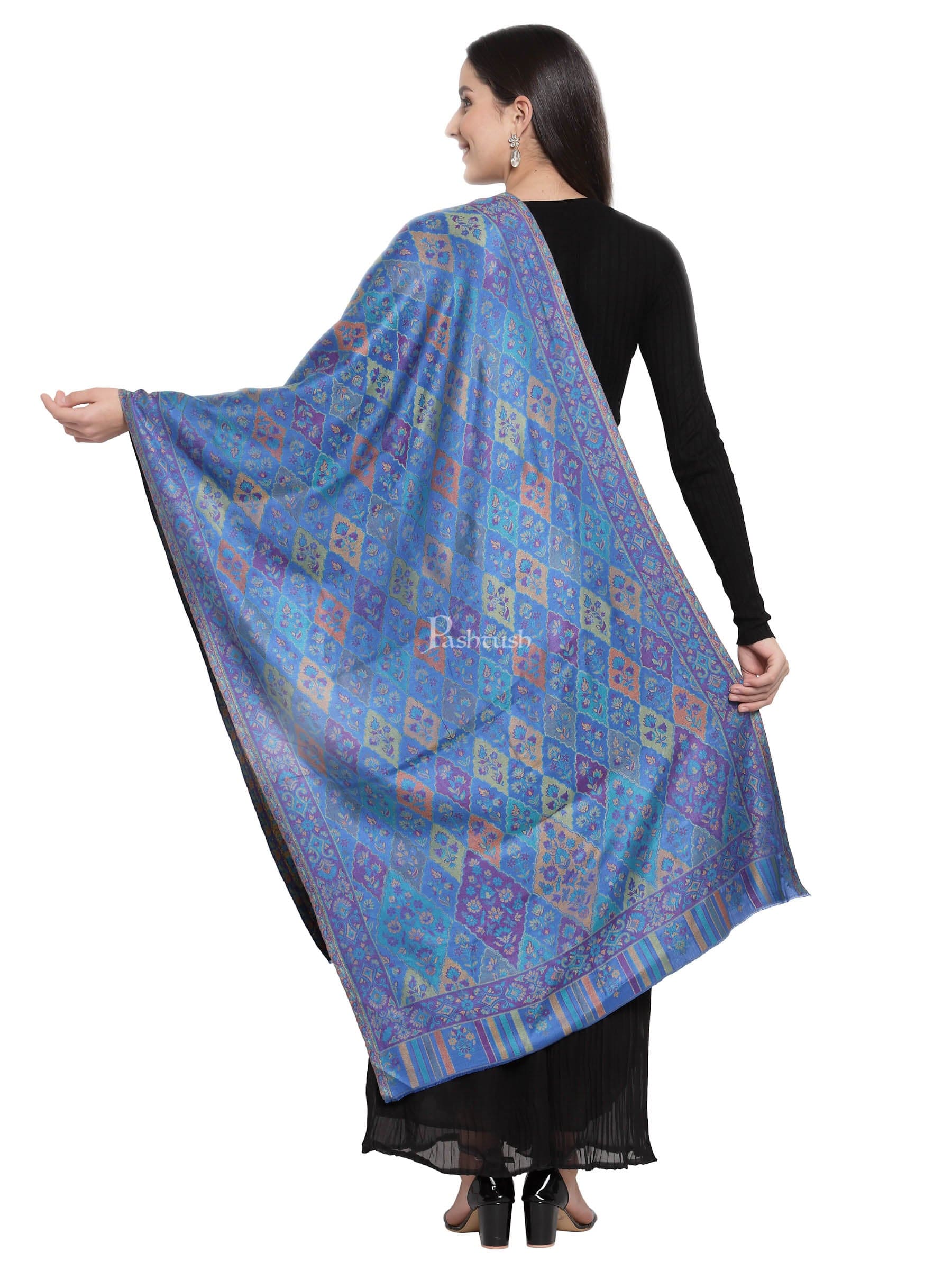 Pashtush India Womens Stoles and Scarves Scarf Pashtush Women'S Paisley Design, Soft Bamboo Scarf, Blue