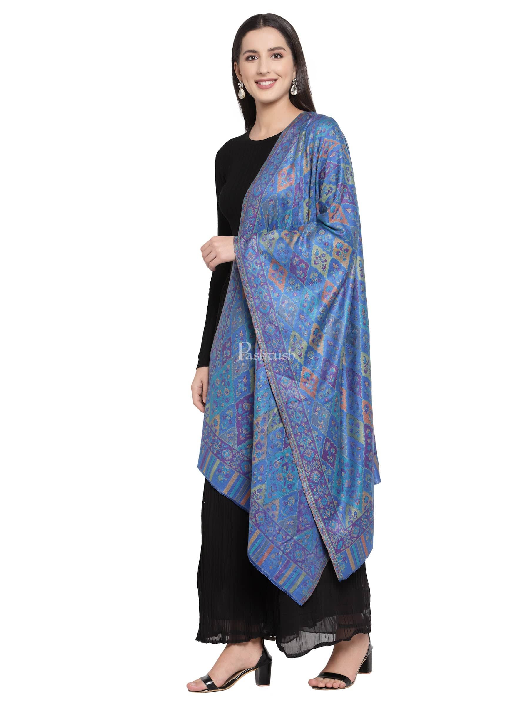 Pashtush India Womens Stoles and Scarves Scarf Pashtush Women'S Paisley Design, Soft Bamboo Scarf, Blue