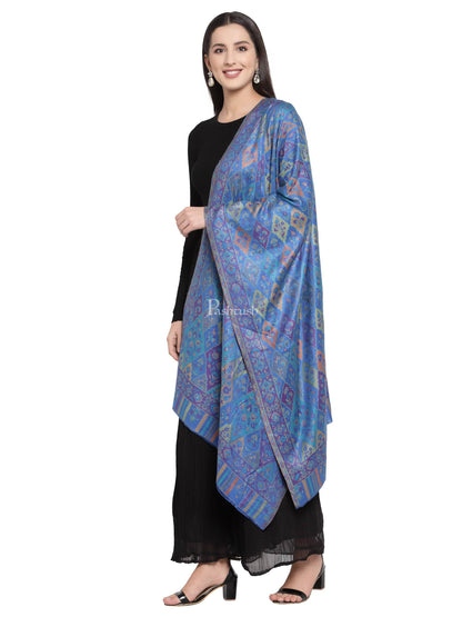 Pashtush India Womens Stoles and Scarves Scarf Pashtush Women'S Paisley Design, Soft Bamboo Scarf, Blue