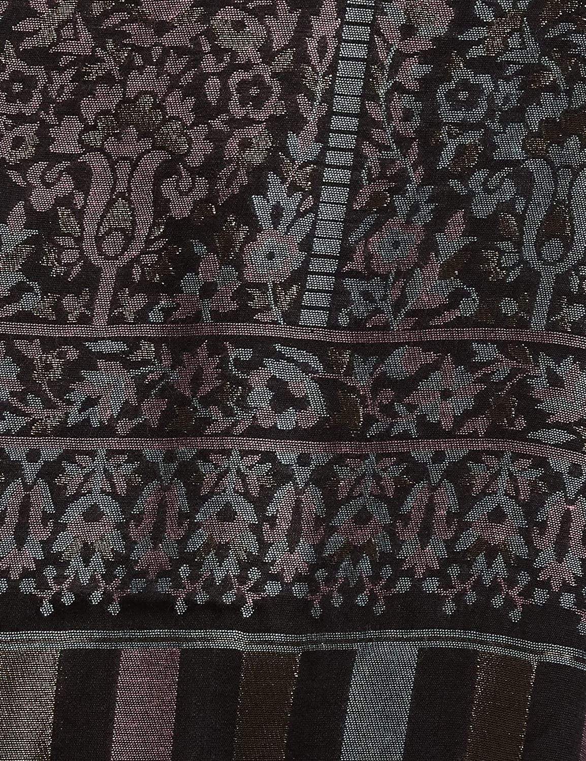 Pashtush India 70x200 Pashtush Women's Paisley Design, Soft Bamboo Scarf, Golden Zari Thread Weave