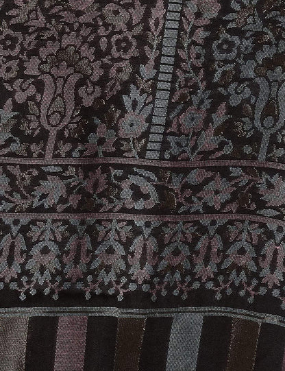 Pashtush India 70x200 Pashtush Women's Paisley Design, Soft Bamboo Scarf, Golden Zari Thread Weave