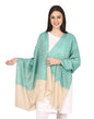 Pashtush Women’s Extra Fine Soft Wool Checkered Stole Sea Green