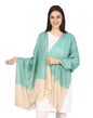 Pashtush Women’s Extra Fine Soft Wool Checkered Stole Sea Green