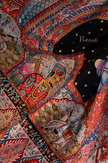 Pashtush India 100x200 Pashtush Women's Pure Pashmina Hand Embroidered Royal Darbar Shawl
