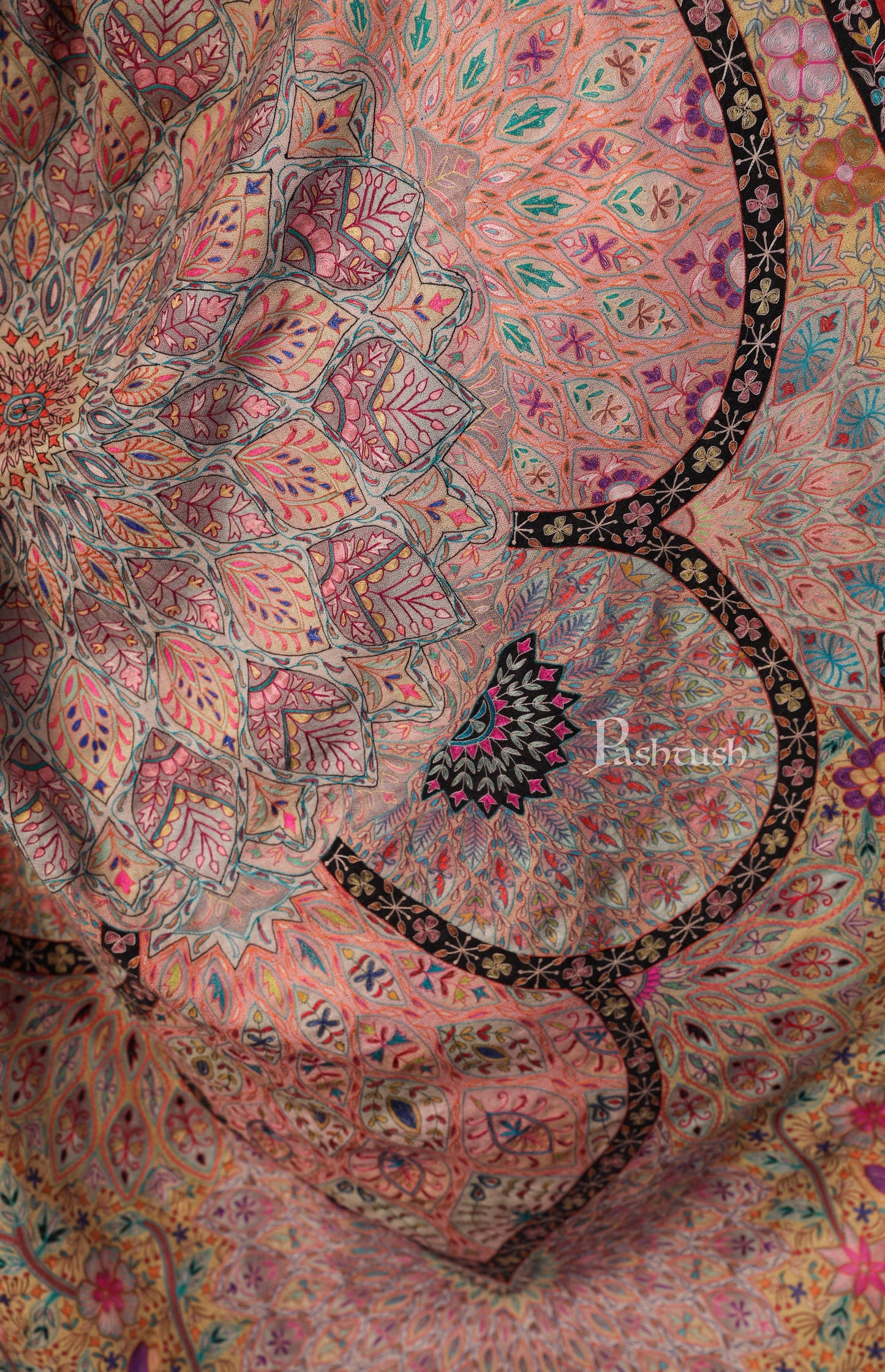 Pashtush India 100x200 Pashtush Women's Pure Pashmina Handmade Kalamkari Shawl, Multicoloured