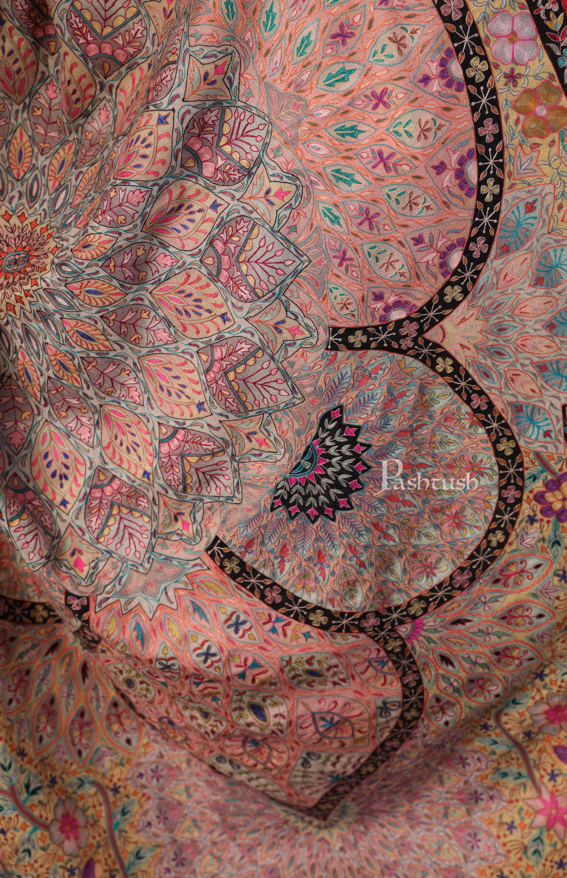 Pashtush India 100x200 Pashtush Women's Pure Pashmina Handmade Kalamkari Shawl, Multicoloured