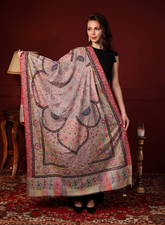 Pashtush India 100x200 Pashtush Women's Pure Pashmina Handmade Kalamkari Shawl, Multicoloured