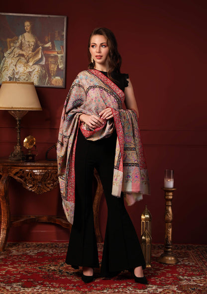 Pashtush India 100x200 Pashtush Women's Pure Pashmina Handmade Kalamkari Shawl, Multicoloured
