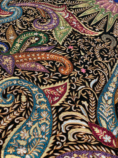 Pashtush India Womens Shawls Pashtush Women's Pure Pashmina Shawl, Kashmiri Tilla Work, Handloom, Multicoloured