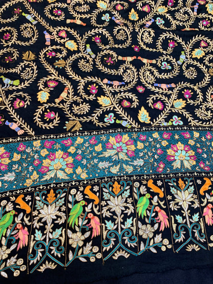Pashtush India Womens Shawls Pashtush Women's Pure Pashmina Shawl, Kashmiri Tilla Work, Handloom Shawl.