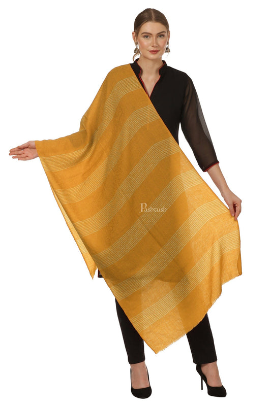 Pashtush India Womens Stoles and Scarves Scarf Pashtush Women'S Reversible Blended Fine Wool Stole - Mustard
