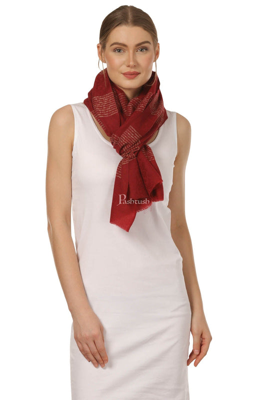 Pashtush India Womens Stoles and Scarves Scarf Pashtush Women'S Reversible Blended Fine Wool Stole - Scarlet Red