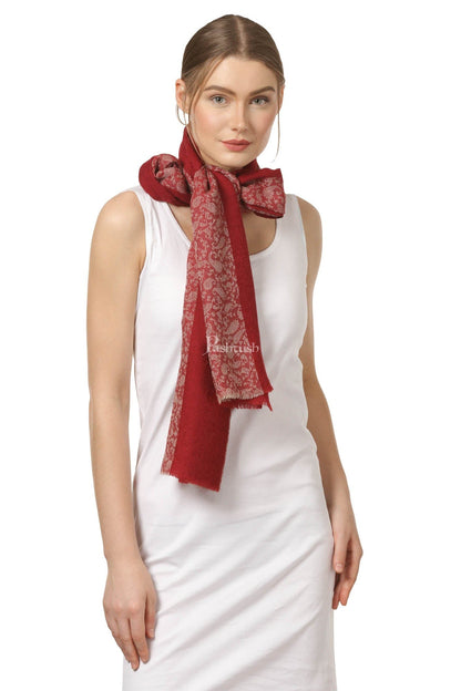 Pashtush India Womens Stoles and Scarves Scarf Pashtush Women'S Reversible Fine Wool Stole - Maroon