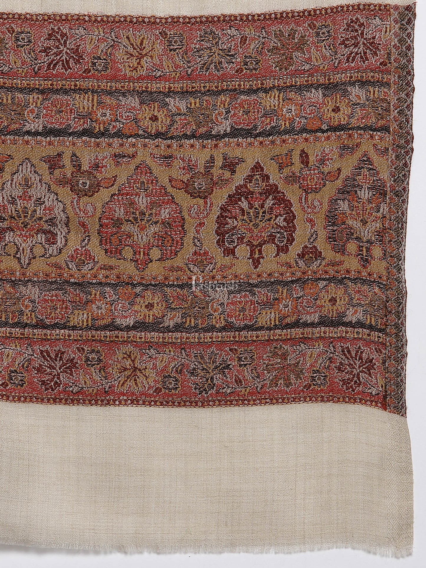 Pashtush India Womens Stoles and Scarves Scarf Pashtush Women'S Reversible Stole, Chanting Paisley Weave Scarf, Beige