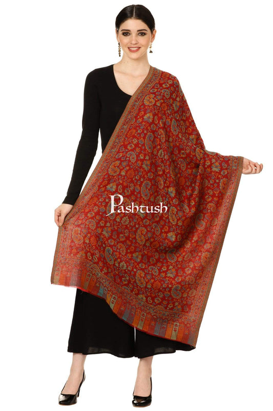 Pashtush Store Stole Pashtush Women's Reversible Stole, Chanting Paisley Weave Scarf, Crimson Maroon