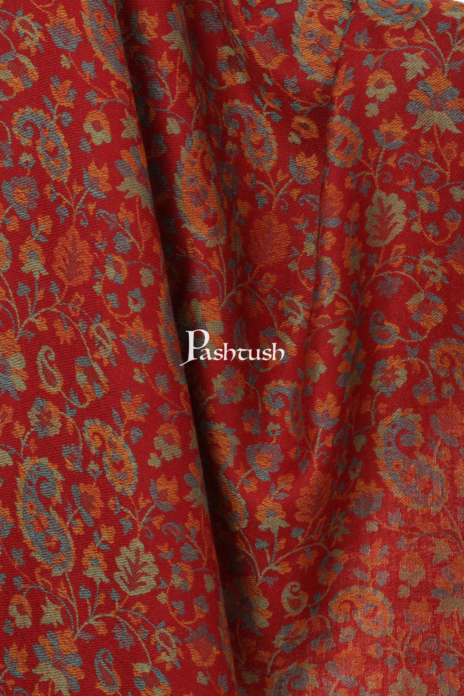 Pashtush Store Stole Pashtush Women's Reversible Stole, Chanting Paisley Weave Scarf, Crimson Maroon