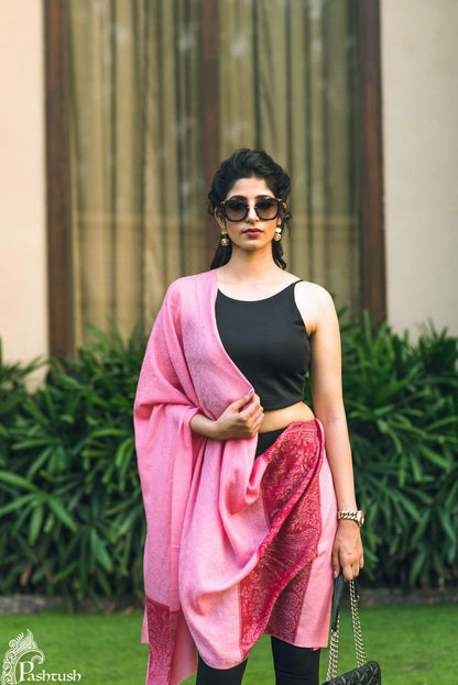 Pashtush Store Stole Pashtush Women's Reversible Stole, Chanting Paisley Weave Scarf, Pink