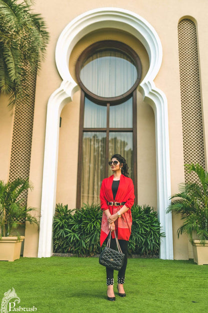 Pashtush Store Stole Pashtush Women's Reversible Stole, Chanting Paisley Weave Scarf, Red