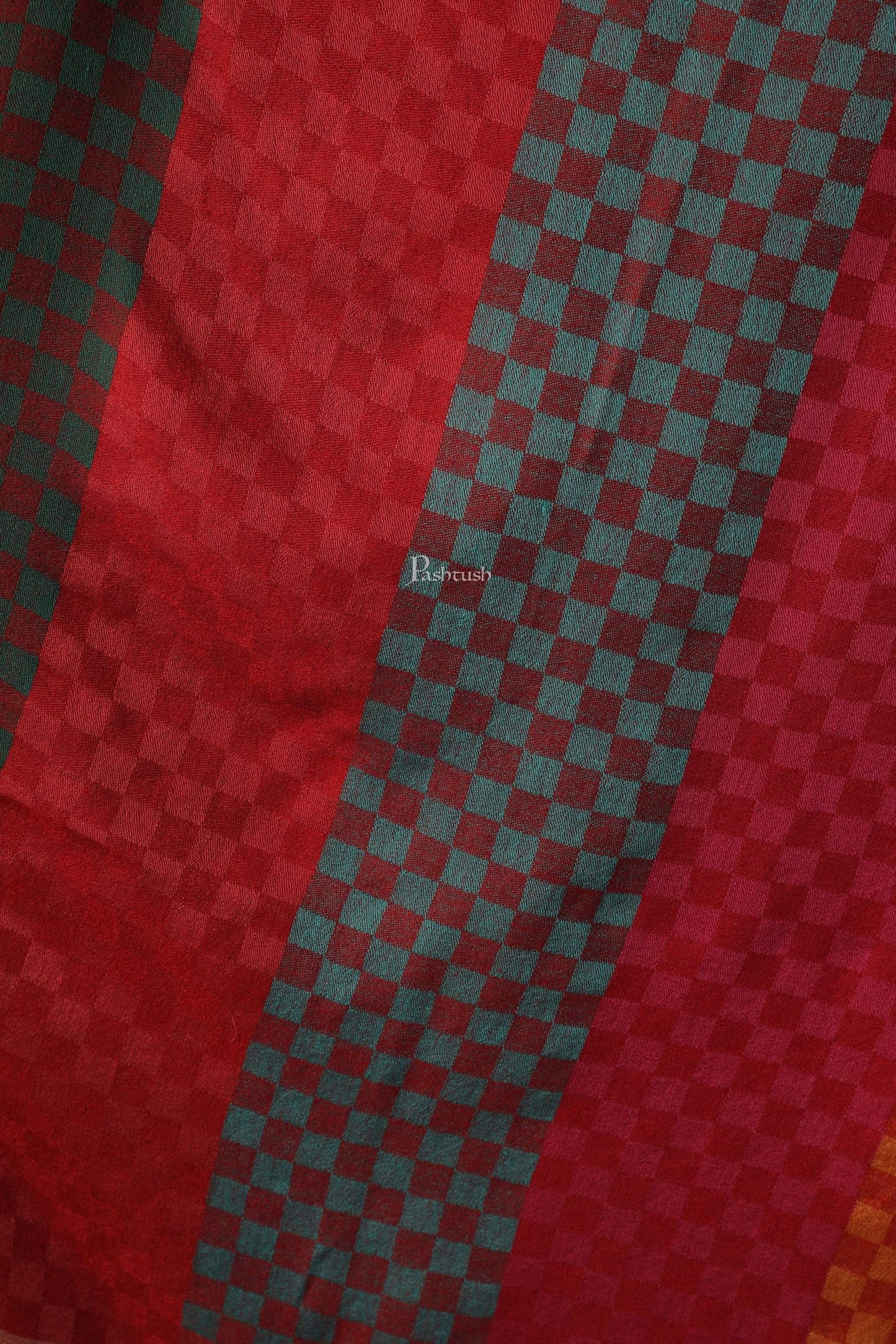 Pashtush India 70x200 Pashtush Women's Reversible Stole, checkered design Multi coloured