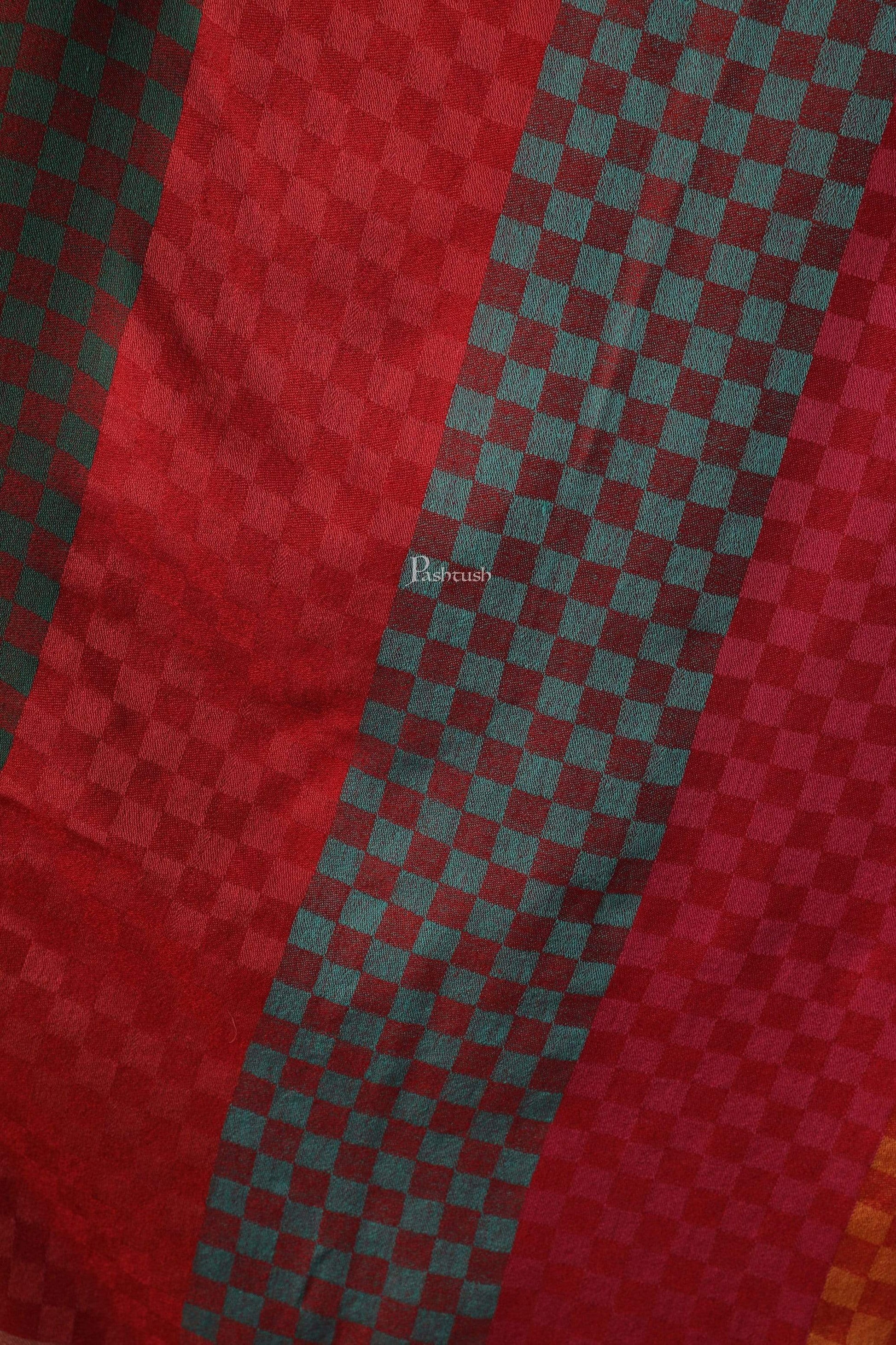 Pashtush India 70x200 Pashtush Women's Reversible Stole, checkered design Multi coloured