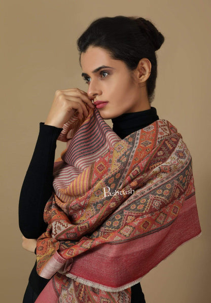Pashtush India 70x200 Pashtush Women's Reversible Stole, Kullu Weave Scarf