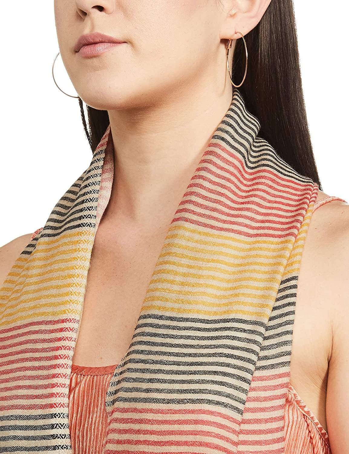 Pashtush India 70x200 Pashtush Women's Reversible Stole, Kullu Weave Scarf, Beige