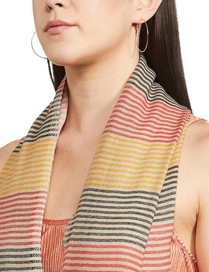 Pashtush India 70x200 Pashtush Women's Reversible Stole, Kullu Weave Scarf, Beige