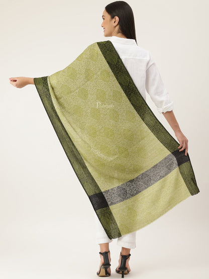 Pashtush India Womens Stoles and Scarves Scarf Pashtush Women's Reversible Stole, With Paiseley Weave, Green