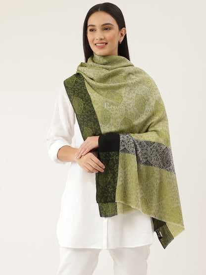 Pashtush India Womens Stoles and Scarves Scarf Pashtush Women's Reversible Stole, With Paiseley Weave, Green