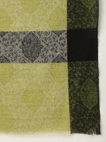 Pashtush India Womens Stoles and Scarves Scarf Pashtush Women's Reversible Stole, With Paiseley Weave, Green