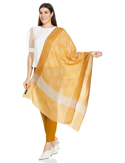 Pashtush India 70x200 Pashtush Women's Reversible Stole, With Paiseley Weave, Mustard