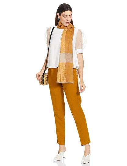 Pashtush India 70x200 Pashtush Women's Reversible Stole, With Paiseley Weave, Mustard