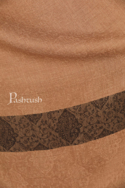 Pashtush India 70x200 Pashtush Women's Reversible Stole, with Paiseley weave, Neutral Beige and Black